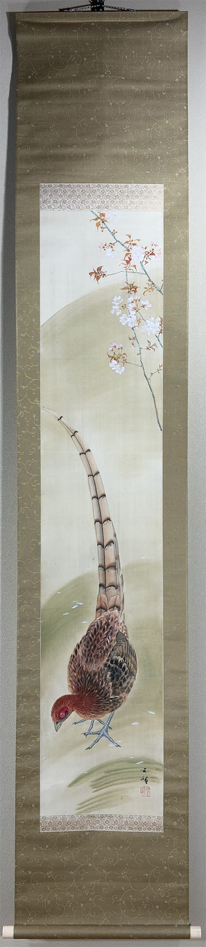 1303 中国骨董 道光年製錫茶入花鳥図時代物