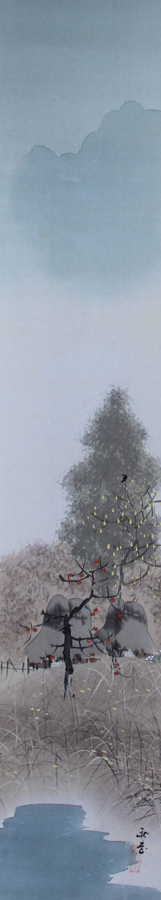 中国画 刘海粟・山水 天下奇観 四尺中堂掛軸 宣紙装裱175×70cm実物撮影