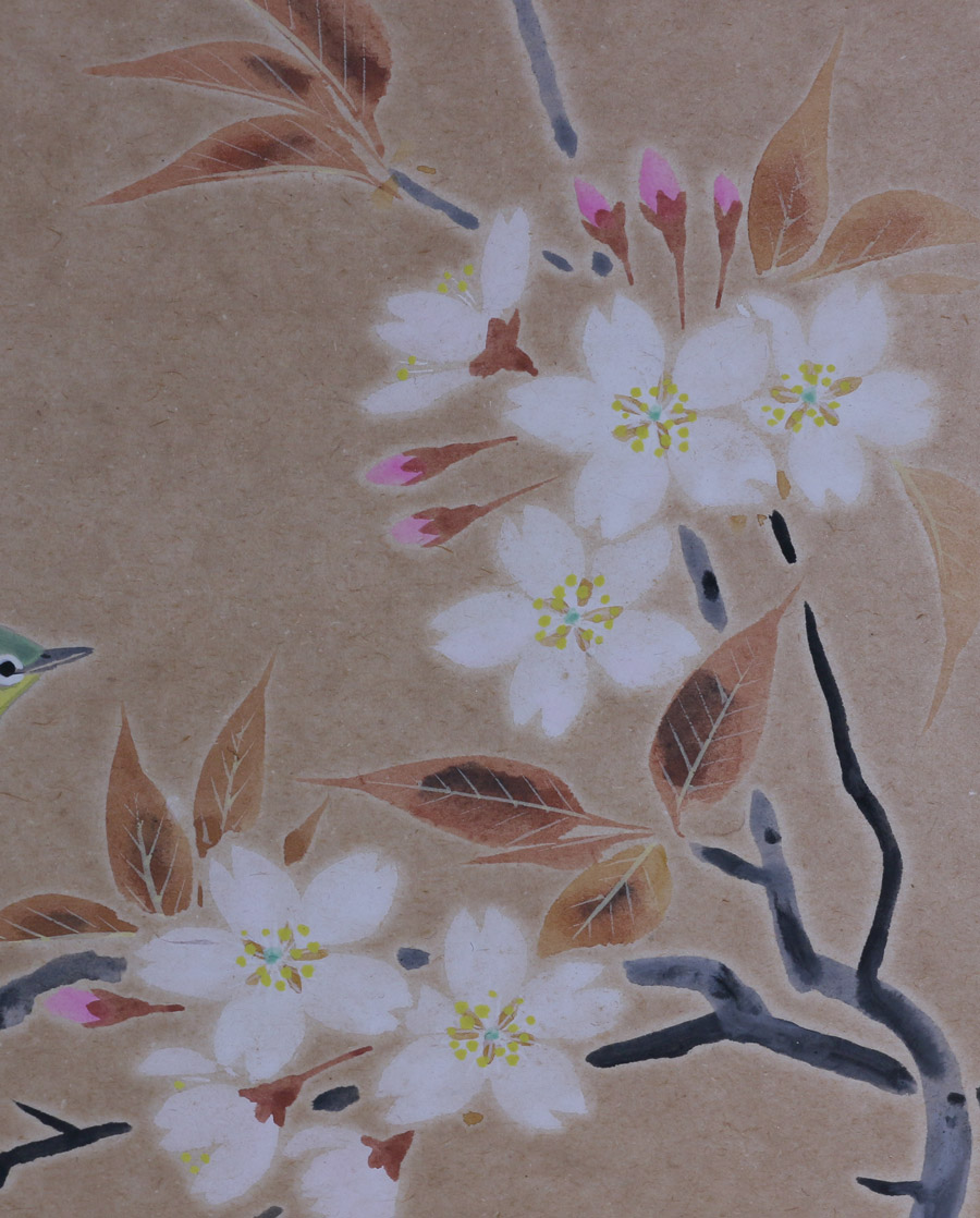 桜花小禽（色紙）｜新・古美術 高美堂（こうびどう）｜掛軸販売・通販