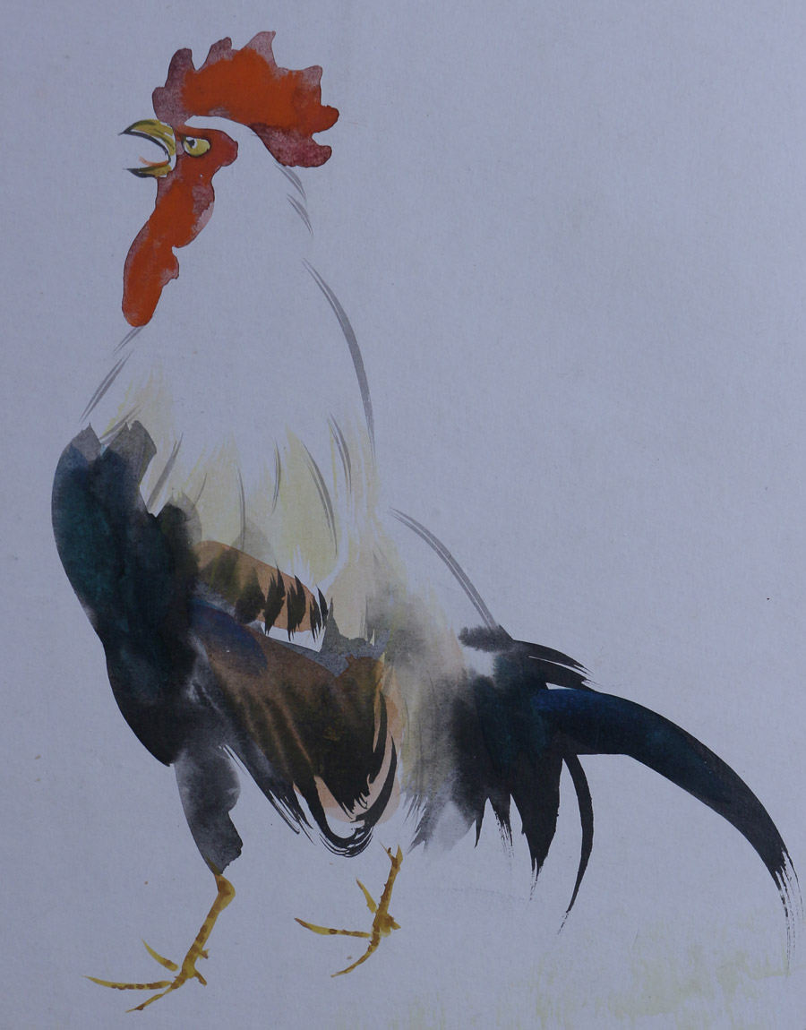 矮鶏（チャボ）｜色紙｜新・古美術 高美堂（こうびどう）｜掛軸販売