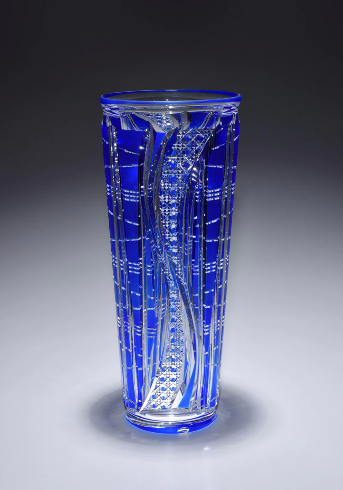 明治時代 ギヤマン切子 大花瓶 高さ48㎝ トヒチサ 東な8-0106④ 明治