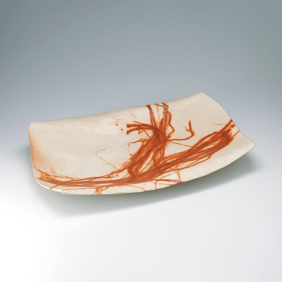 備前 緋𧜎四方皿(松嶋 弘)｜ギャラリージャパン