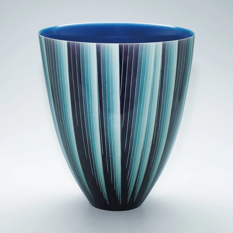 九谷焼 作家作品 谷敷正人 雅彩双鶴紋 花瓶