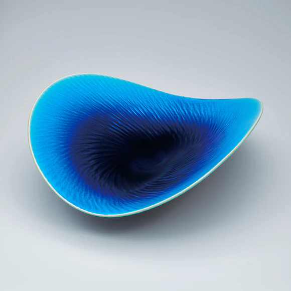 真作 木村芳郎 碧釉蓋付壷 高さ約16センチ 真作 木村芳郎 碧釉蓋付壷