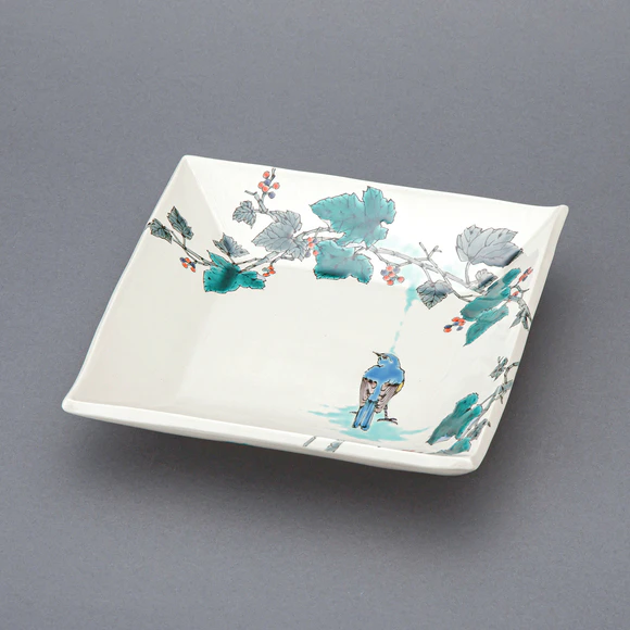 九谷焼 作家作品 谷敷正人 雅彩双鶴紋 花瓶