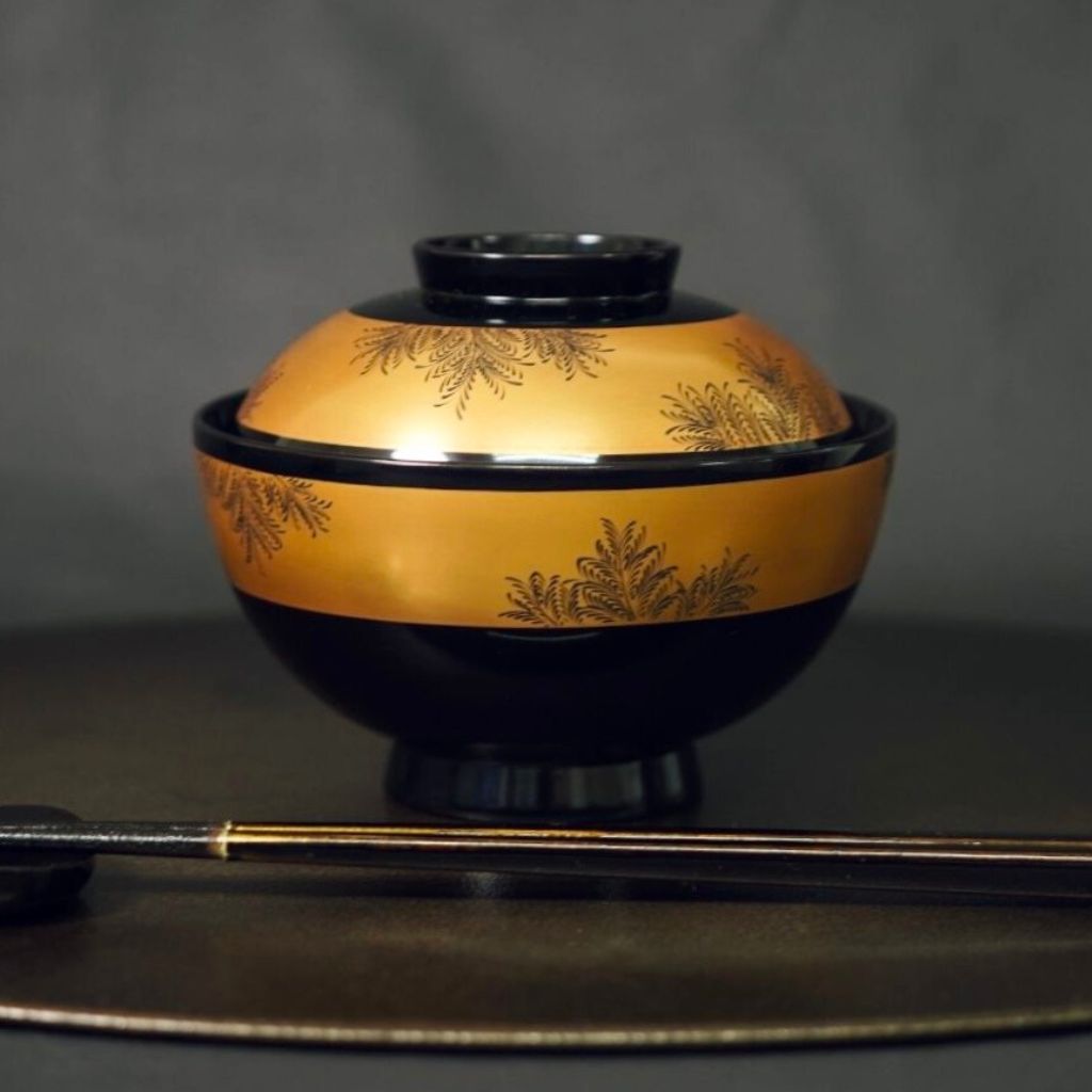 輪島塗 木製漆器 沈金 蓋椀 吸物椀 汁椀 10客 直径13cm 漆器 輪島塗