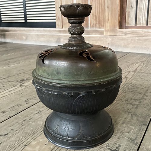 銅製 鶴守宮灯香炉檀香炉 禅意 茶室薫香炉 香道具 装飾品