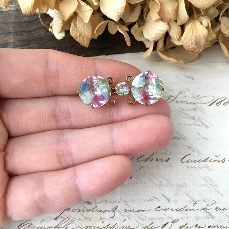 TSJB 初期アイリスガラスのブローチ 虹色 TSJB 初期アイリスガラスの