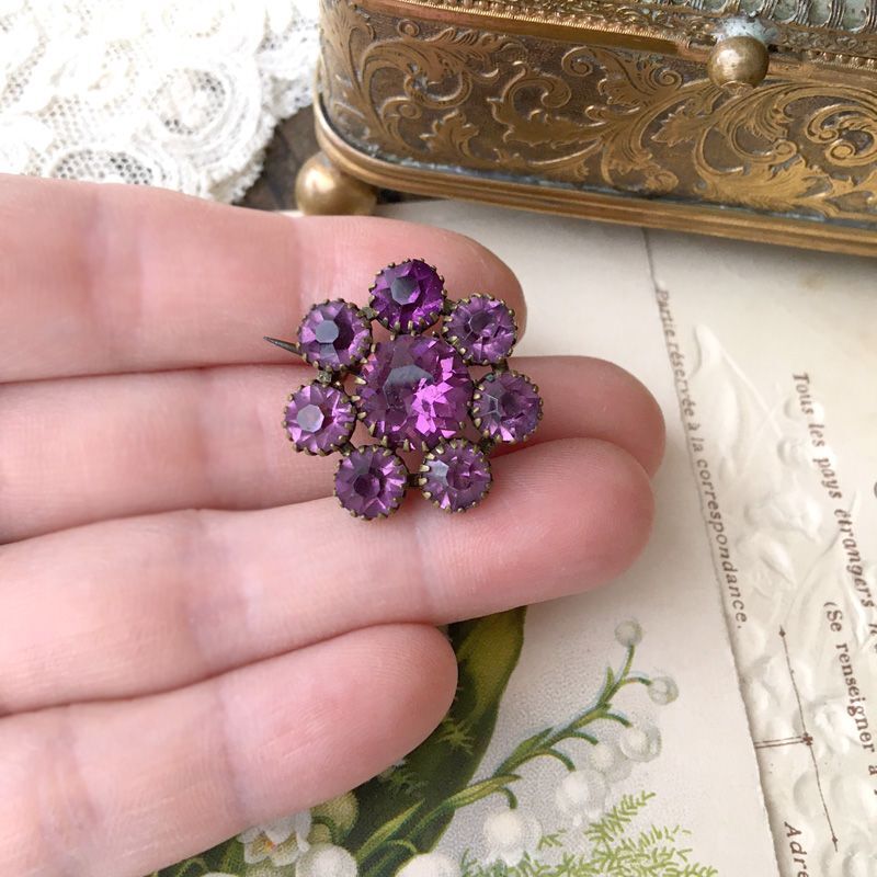 アンティーク ヴィクトリアン ゴールドアメシスト ブローチ