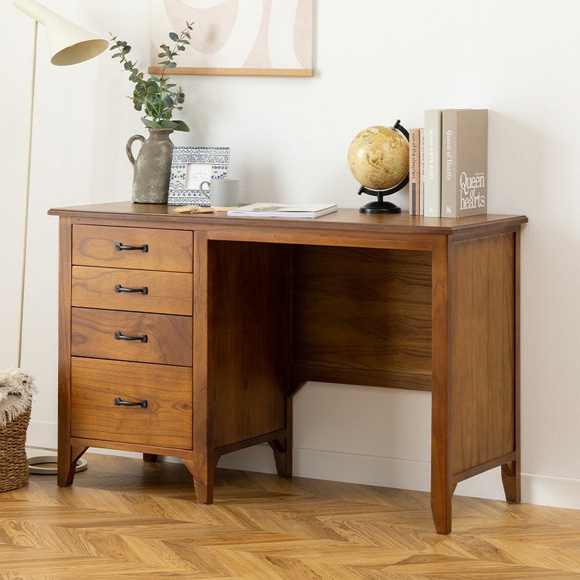 アンティーク 学塾机 木製デスク 幅112cm 木製 デスク アンティーク風