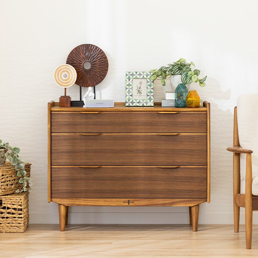 エルヴェ ブラウン 浅引き出し3段チェスト エルヴェ ブラウン 浅