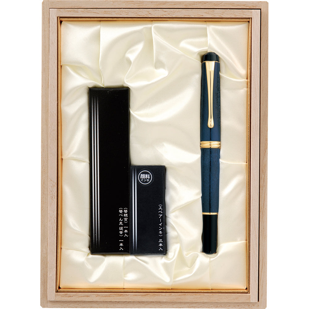 くれ竹万年毛筆 夢銀河 鹿角 古代藍染め (DAY140-34)