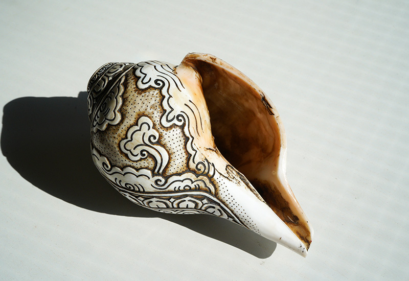 ◇チベット密教法具 法螺貝（シャンカ）羯磨（カツマ)-2 チベット密教