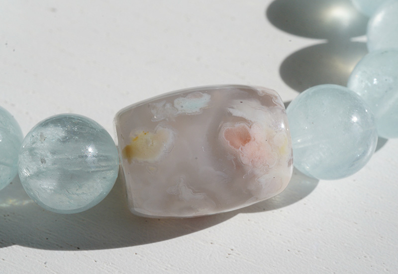 桜瑪瑙と大珠アクアマリンのブレスレット – kuwa works