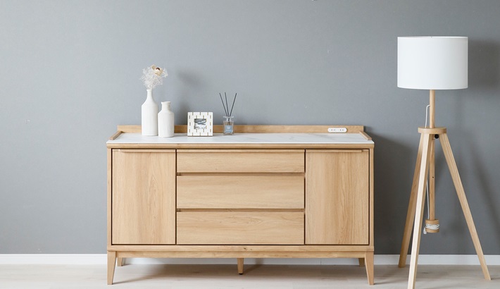 Oliviaセラミック調サイドボード 幅1400mm