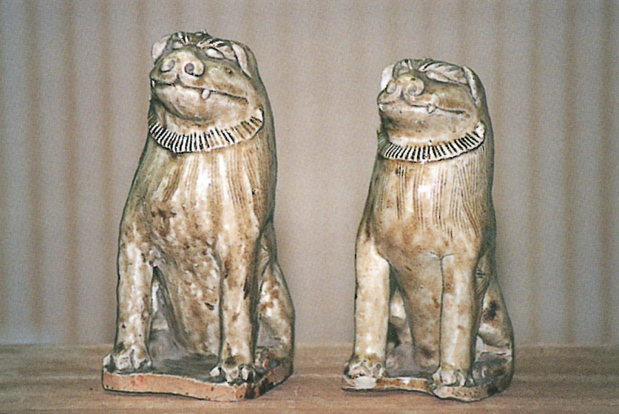 瀬戸焼 黄瀬戸狛犬 25cm 江戸初期～後期 瀬戸焼 黄瀬戸狛犬 25cm 江戸