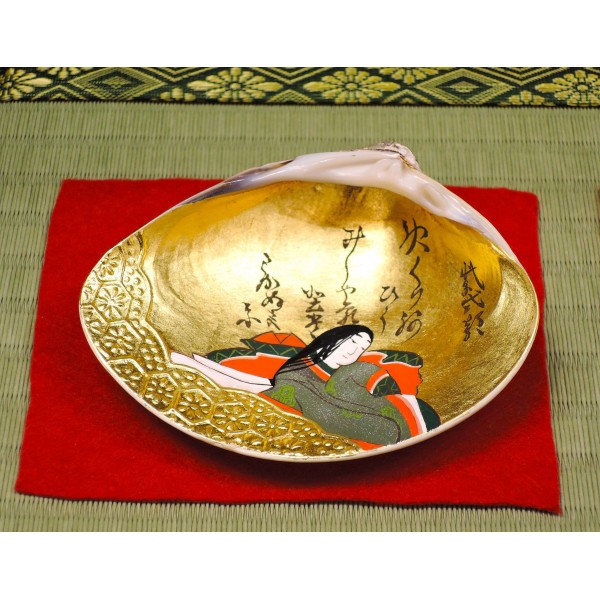 大きめ 江戸時代 貝合わせ 貝合せ 雛人形 蒔絵 ⑧金箔 源氏物語 郷土