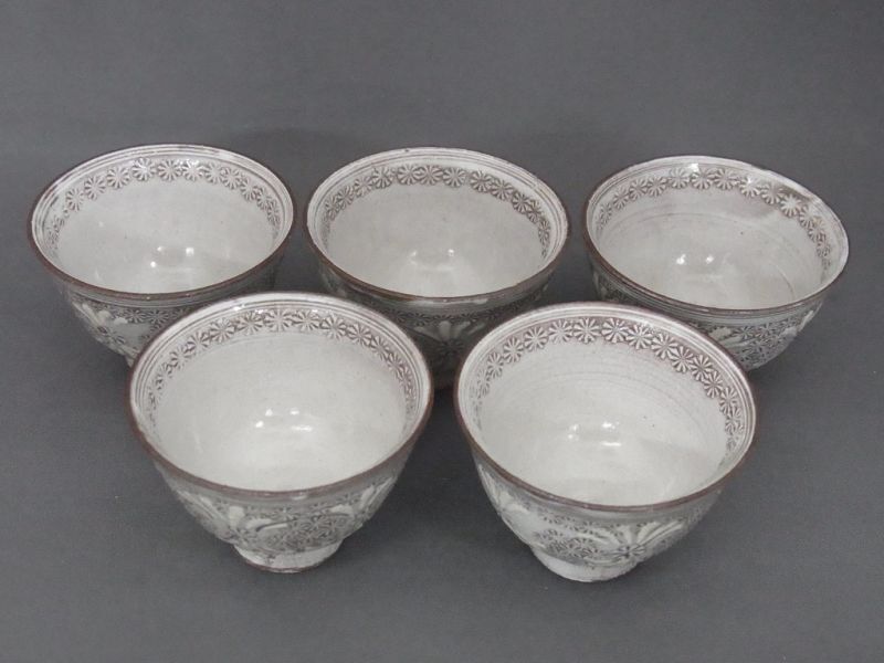 煎茶道具 京焼 清水焼 平安 瑞泉造 青華 煎茶碗 五客 共