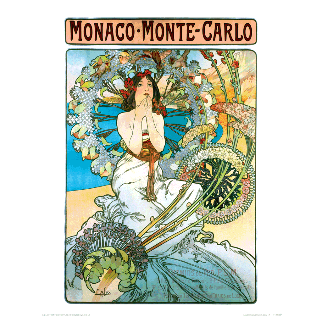 Monaco Monte Carlo - Alphonse Mucha Art Print – Laughing Elephant