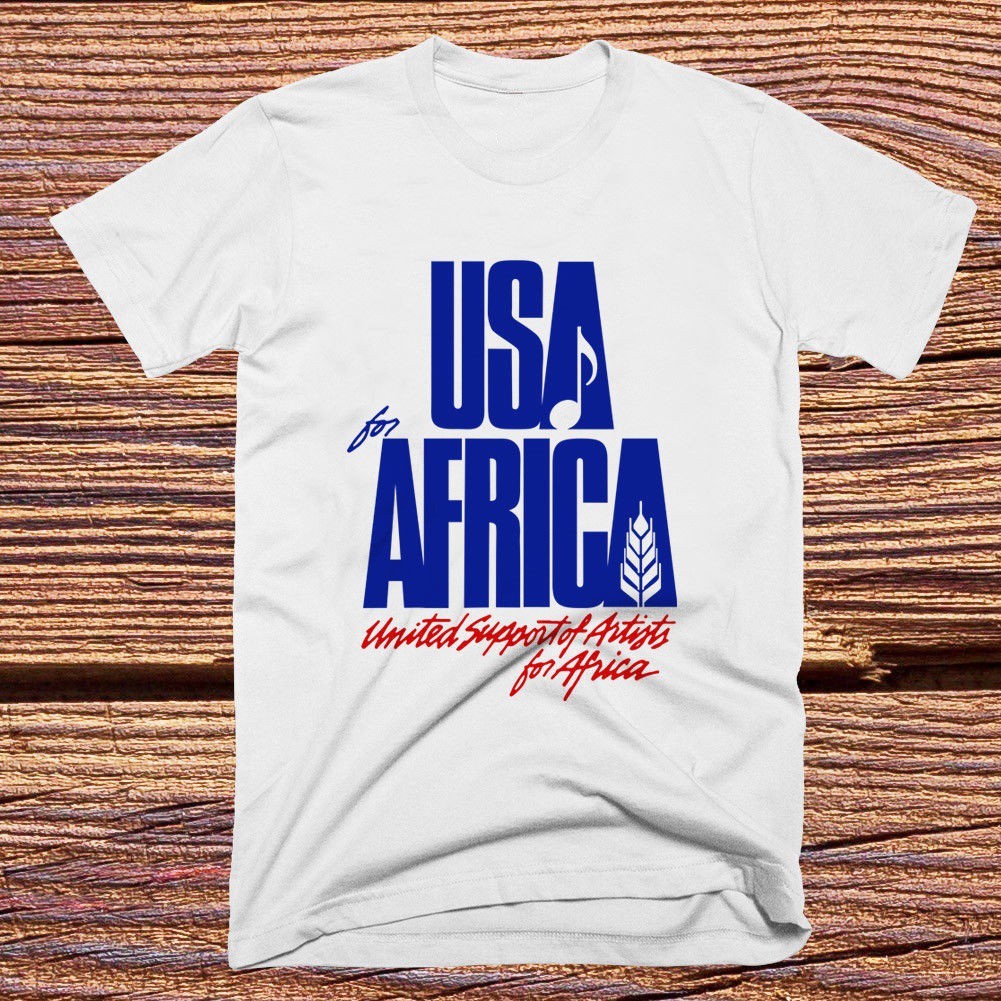 We Are the World Anniversary Usa for Africa White T-shirt Casual
