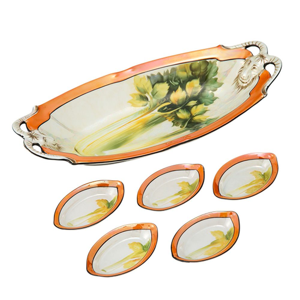 1点限り】オールドノリタケ アールデコ オレンジラスター彩 二口花瓶