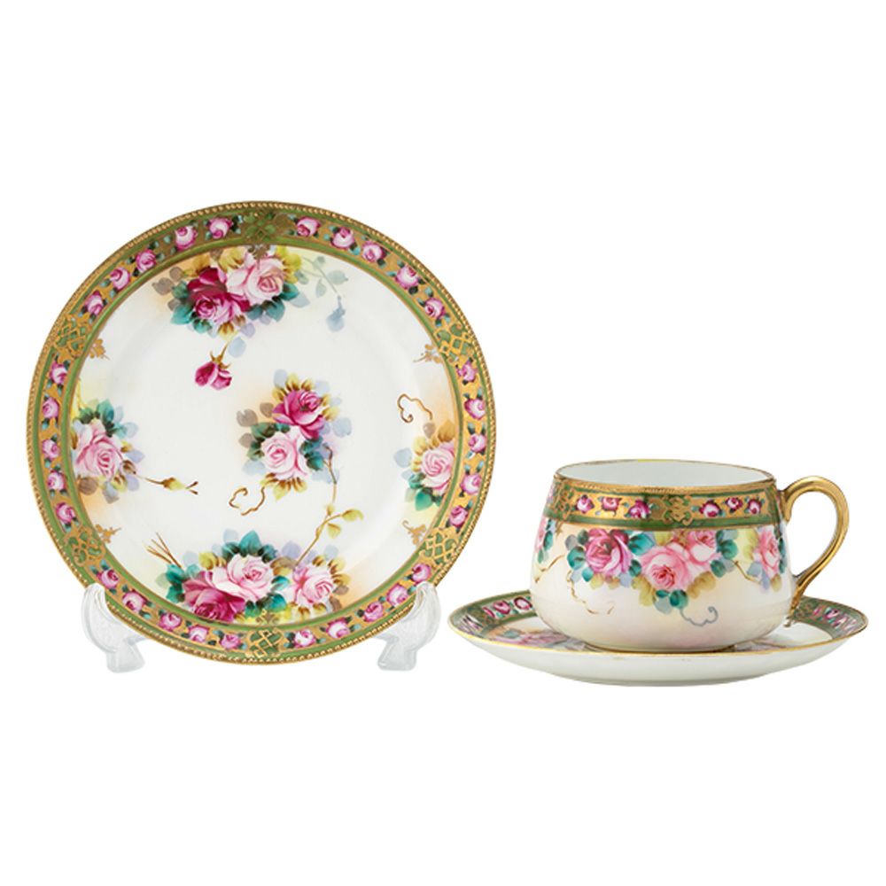 1点限り】オールドノリタケ 金点盛り 薔薇文 ボウルセット 花型 7pcs