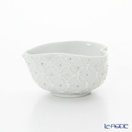 京焼・清水焼 抹茶碗 S0003 白磁金銀彩七宝紋 洸春窯／高島慎一