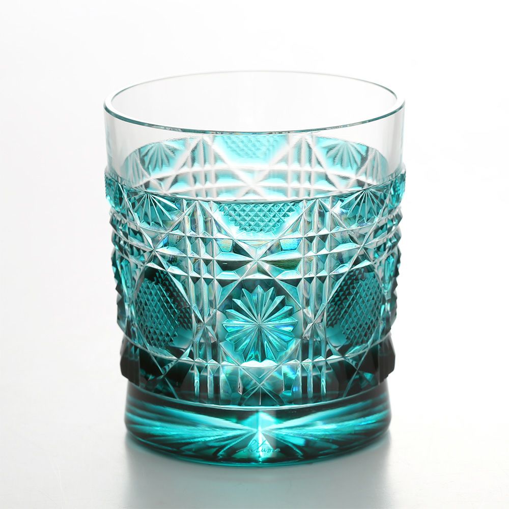 薩摩切子 タンブラー／22005 八角籠目 緑 | ブランド洋食器専門店ル