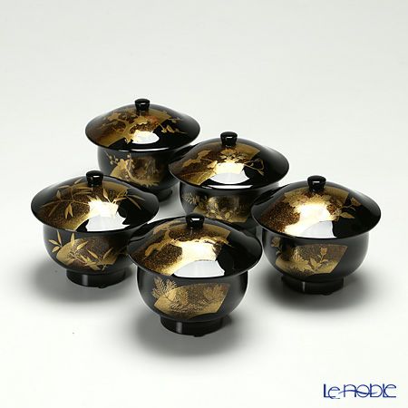 伝統工芸】輪島塗 湯呑 5客揃 地紙 野村勇斉氏作品 | ブランド洋食器