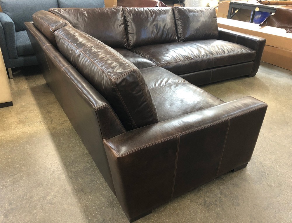 Braxton RAF Mini L-Sectional in Mont Blanc Truffle | Customer