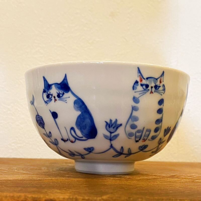 九谷焼 茶碗(染付) - 猫グッズ専門店 ル・シャ・デ・ボワ