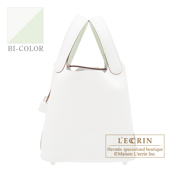 Hermes Picotin Lock Eclat bag 18/PM New white/ Vert fizz Clemence