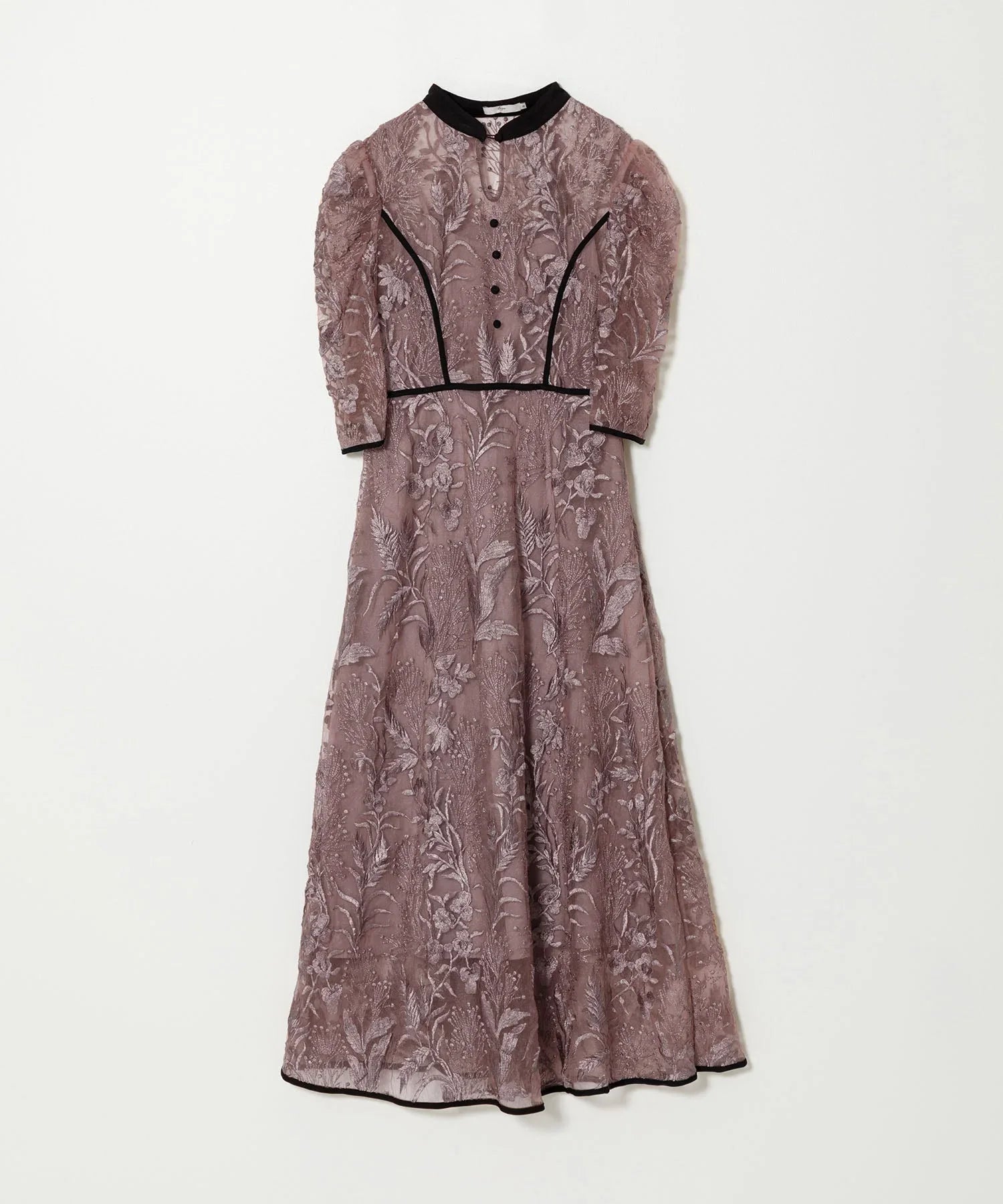 当日発送】花柄チュールパフスリーブワンピース/パーティードレス