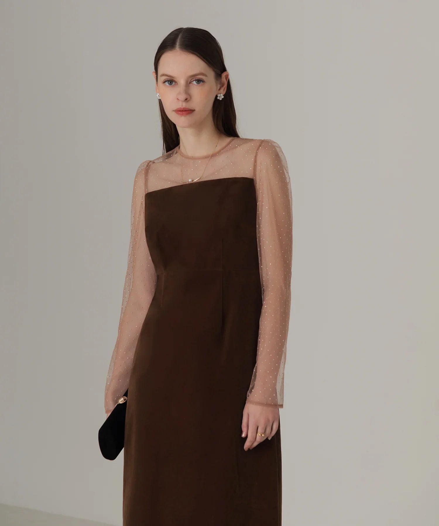 当日発送】2WAYリボンビスチェドットストーンベロアドレスパーティー