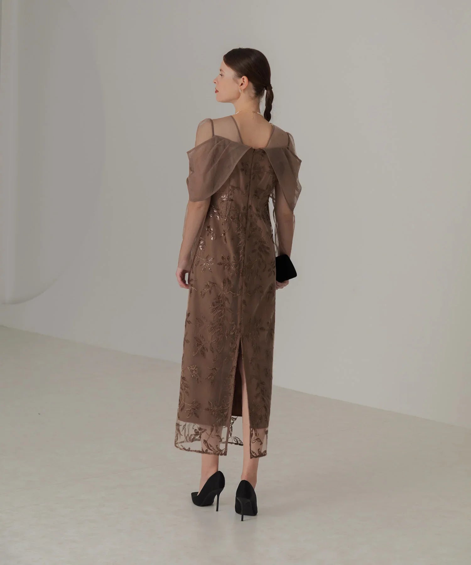 当日発送】チュールロングスリーブリーフIライン/パーティードレス