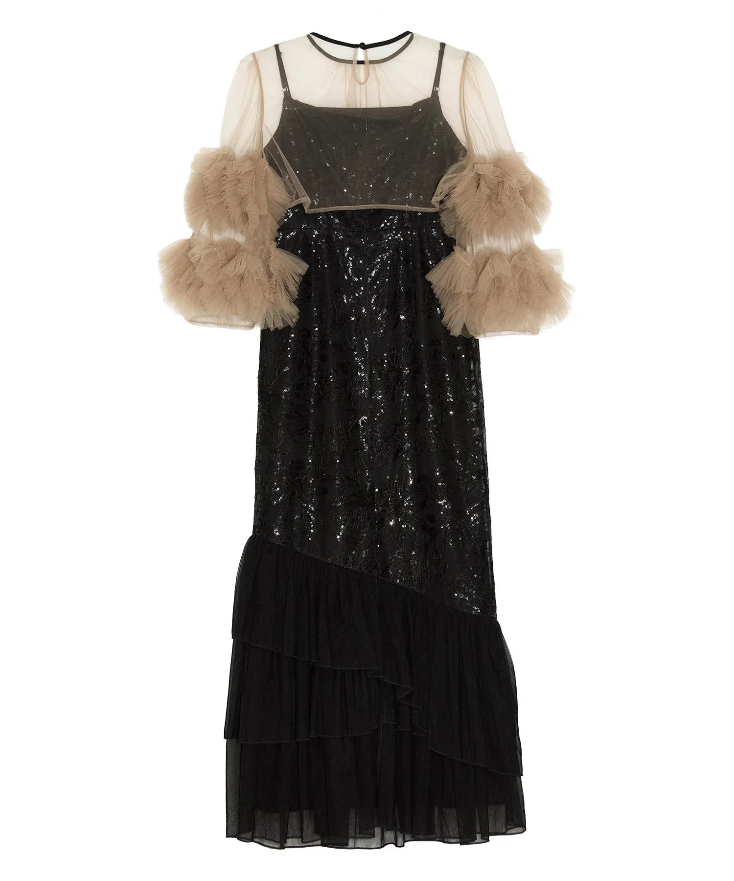 当日発送】フラワースパンコールチュールフリルスリーブIライン