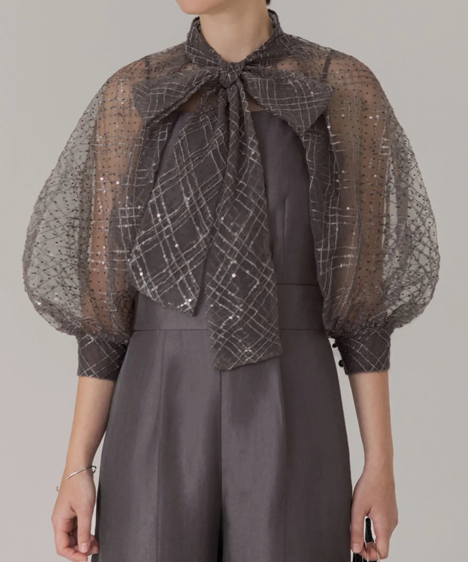 当日発送】ドットスパンコールリボンボレロオールインワンパンツ