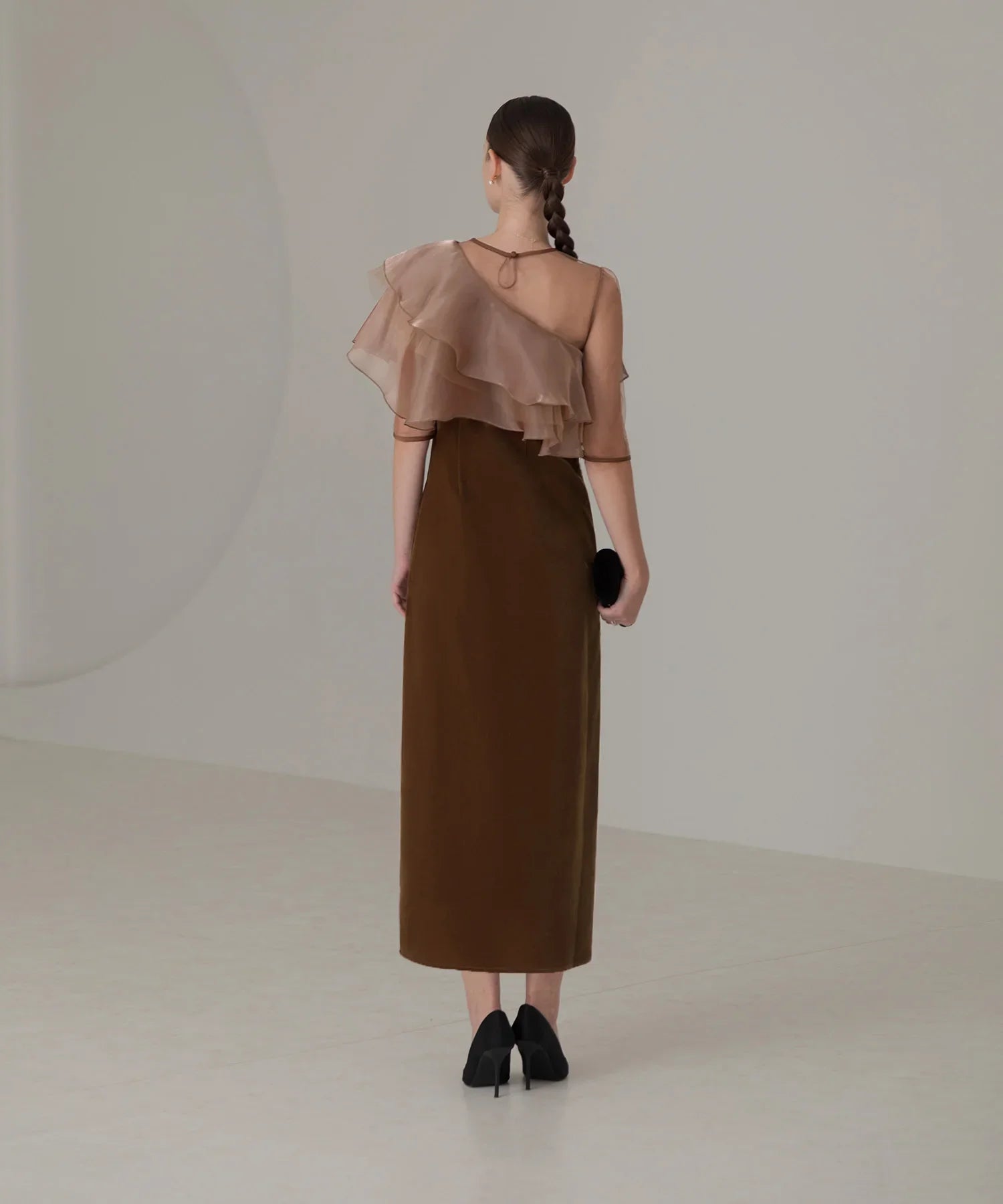 当日発送】アシンメトリーティアードフリル3WAYベロアワンピース結婚式