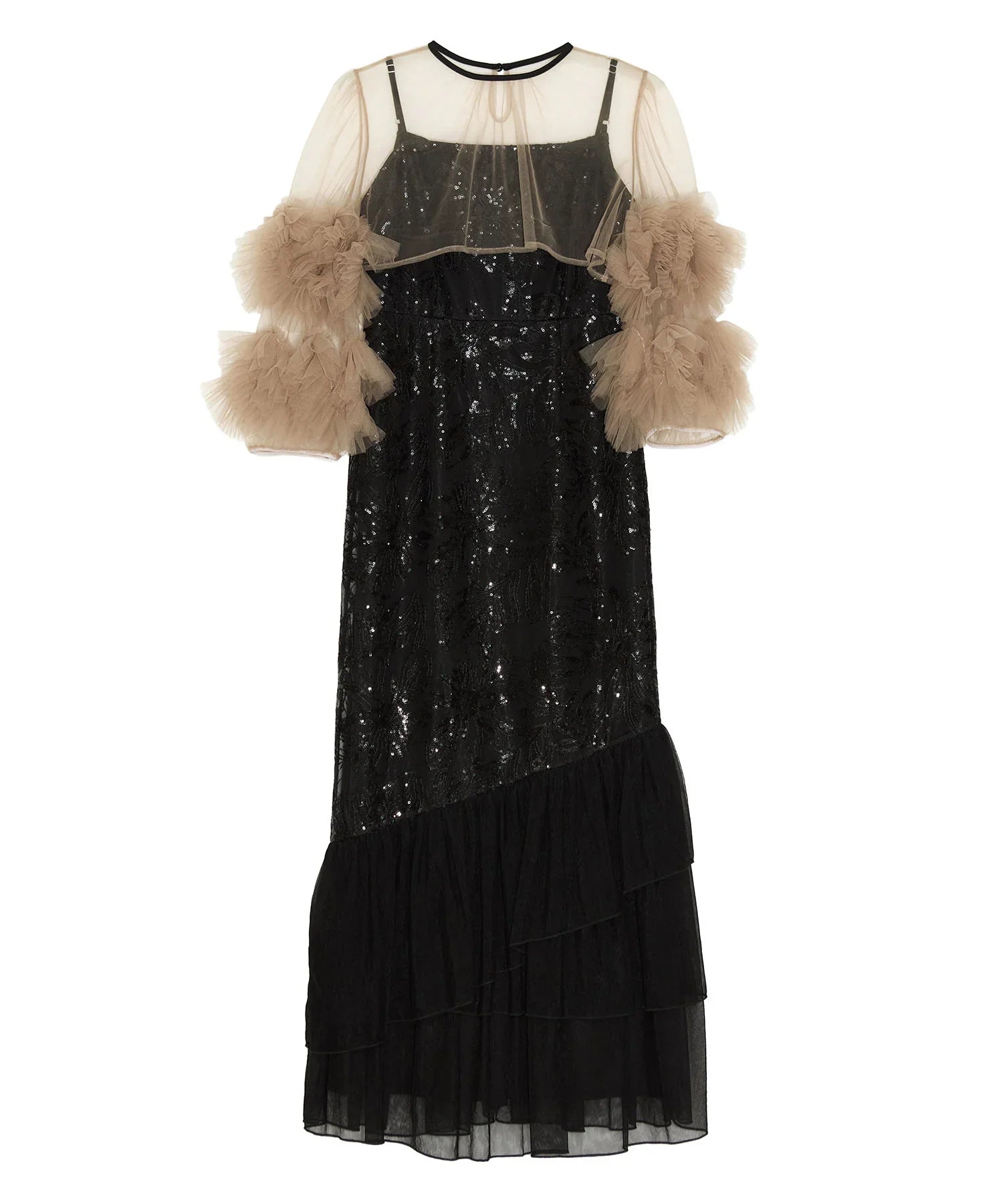 当日発送】フラワースパンコールチュールフリルスリーブIライン