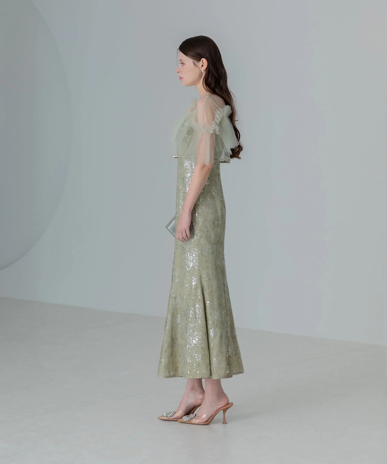 当日発送】チュールフリルボレロペイントマーメイドワンピース結婚式