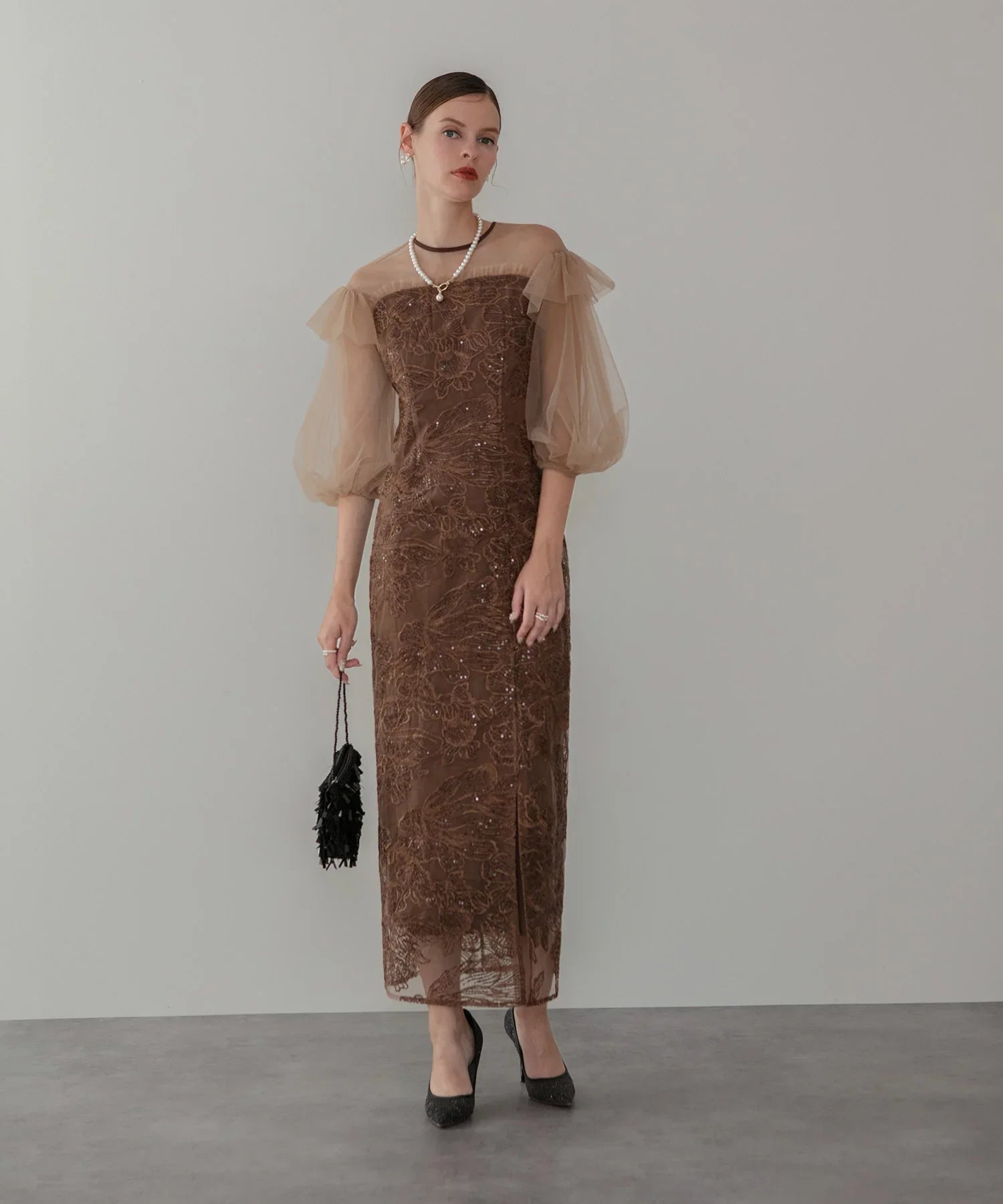 当日発送】フラワースパンコールシアーフリルスリーブIライン