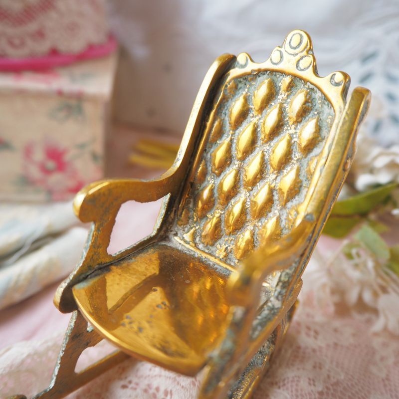 真鍮製ドール用サイズの椅子/ミニチュアロッキングチェアー brocante