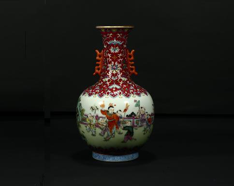 清康熙五彩開光花鳥紋缸仕宏拍賣