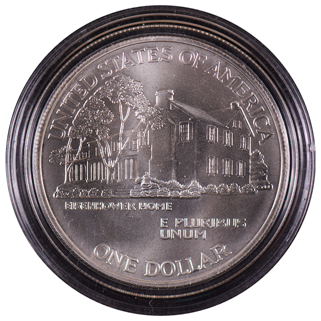 1990-W Eisenhower Centennial Silver Dollar, Ch. BU – Liberty Coin