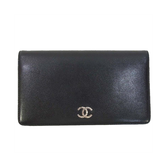 シャネル カメリア エナメル ココマーク 二つ折り 財布 イタリア製