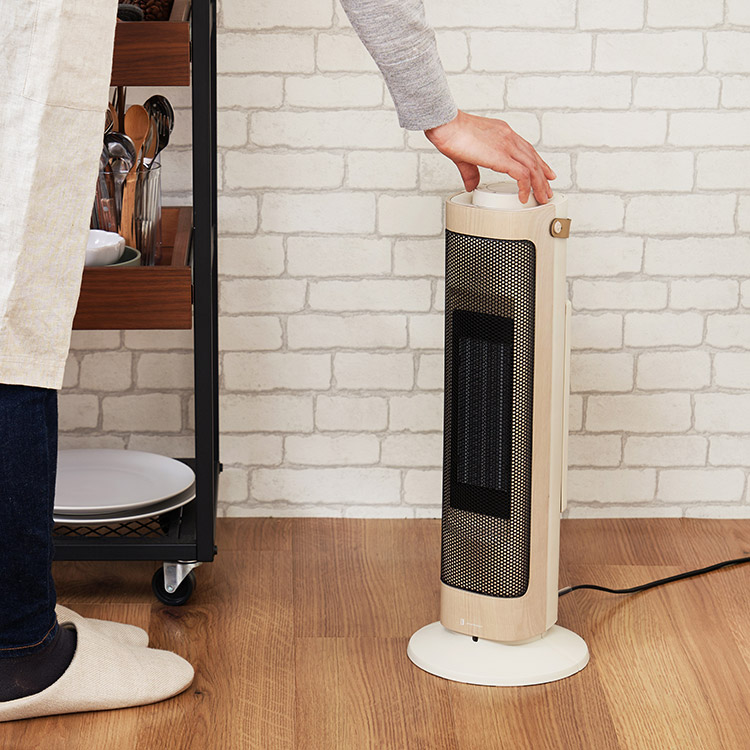 タワー型セラミックファンヒーター&ファン -Premium WOOD- LCAWA006