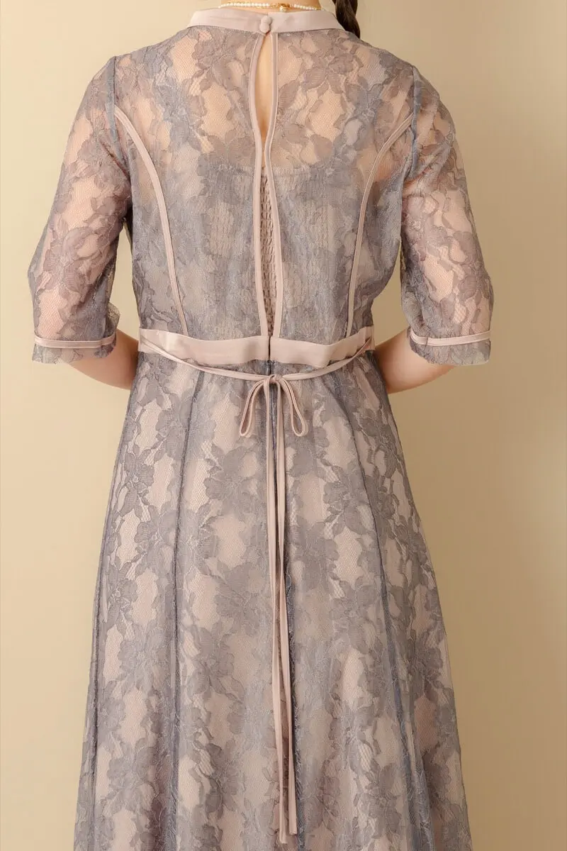 チャコールのラッセルレースパイピングドレス | Dorry doll | M | 結婚