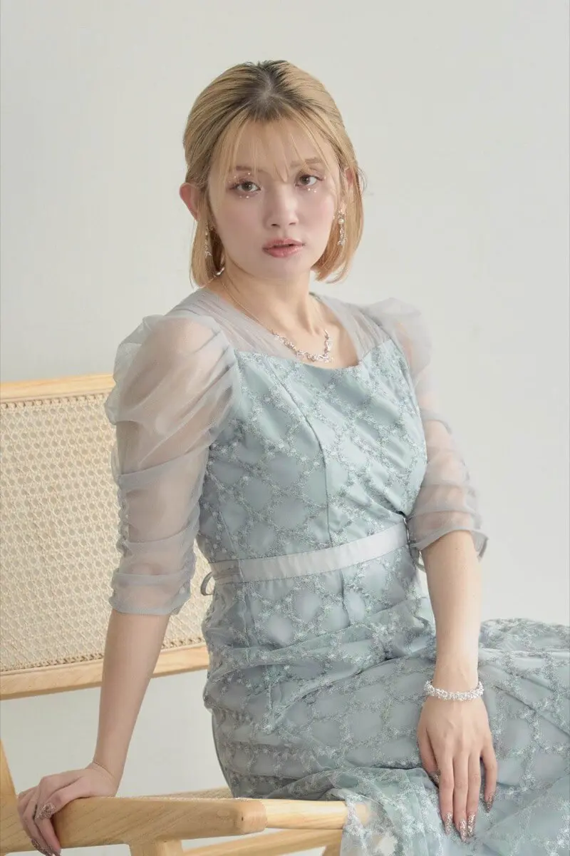 グレーのダイヤフラワーレースドレス | Dorry doll | M | 結婚式