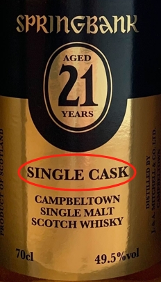 スプリングバンク 21年 シングルカスク キャンベルタウン ウイスキー