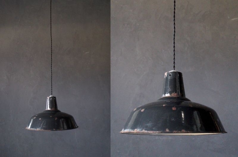 FRANCE antique フランスアンティーク ホーロー ランプシェード BLACK